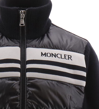Moncler Cardigan - Uld/Dun - Navy m. Hvid