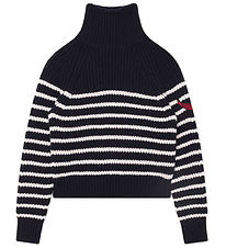 Zadig & Voltaire Bluse - Cropped - Uld - Navy/Hvid Zadig & Voltaire Bluse - Cropped - Uld - Navy/Hvid