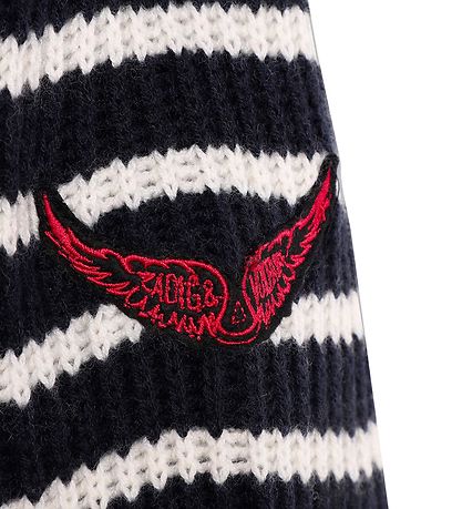 Zadig & Voltaire Bluse - Cropped - Uld - Navy/Hvid Zadig & Voltaire Bluse - Cropped - Uld - Navy/Hvid