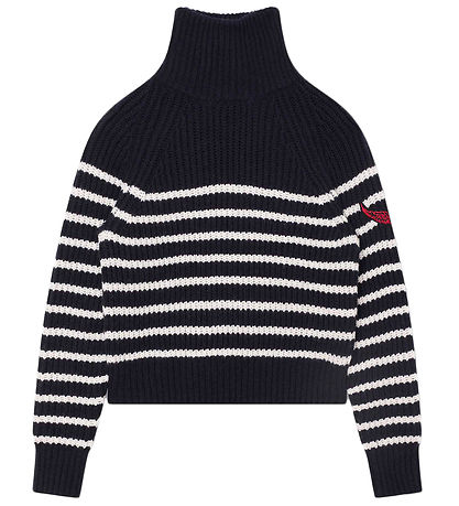 Zadig & Voltaire Bluse - Cropped - Uld - Navy/Hvid Zadig & Voltaire Bluse - Cropped - Uld - Navy/Hvid