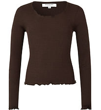 Rosemunde Bluse - Silke/Bomuld - Rib - Black Brown Rosemunde Bluse - Silke/Bomuld - Rib - Black Brown