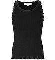 Rosemunde Top - Silke/Bomuld - Rib - Sort m. Blonder Rosemunde Top - Silke/Bomuld - Rib - Sort m. Blonder