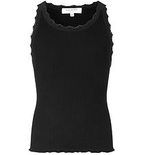 Rosemunde Top - Silke/Bomuld - Rib - Sort m. Blonder Rosemunde Top - Silke/Bomuld - Rib - Sort m. Blonder