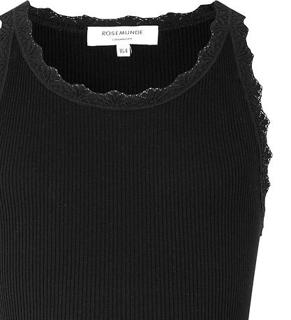 Rosemunde Top - Silke/Bomuld - Rib - Sort m. Blonder Rosemunde Top - Silke/Bomuld - Rib - Sort m. Blonder