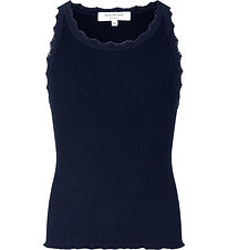 Rosemunde Top - Silke/Bomuld - Rib - Navy m. Blonder Rosemunde Top - Silke/Bomuld - Rib - Navy m. Blonder