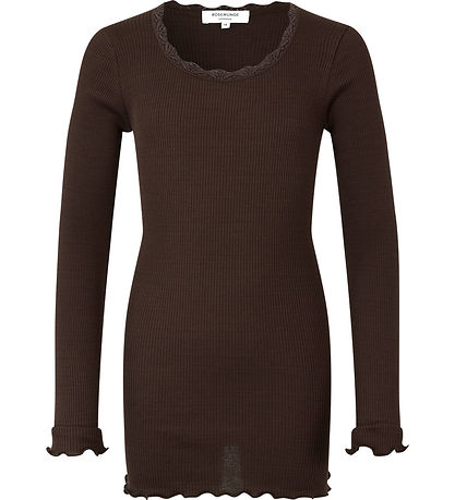 Rosemunde Bluse - Silke/Bomuld - Rib - Black Brown m. Blonder Rosemunde Bluse - Silke/Bomuld - Rib - Black Brown m. Blonder