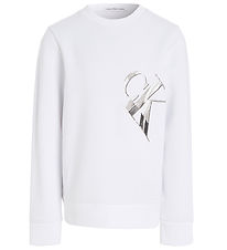 Calvin Klein Sweatshirt - Hyper Real Monogram - Bright White m. Calvin Klein Sweatshirt - Hyper Real Monogram - Bright White m.