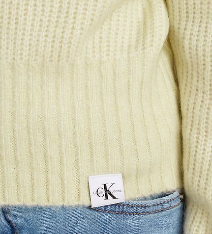 Calvin Klein Bluse - Cropped - Strik - Canary Green Calvin Klein Bluse - Cropped - Strik - Canary Green