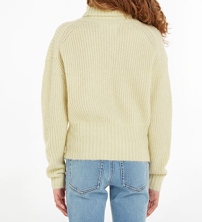 Calvin Klein Bluse - Cropped - Strik - Canary Green Calvin Klein Bluse - Cropped - Strik - Canary Green