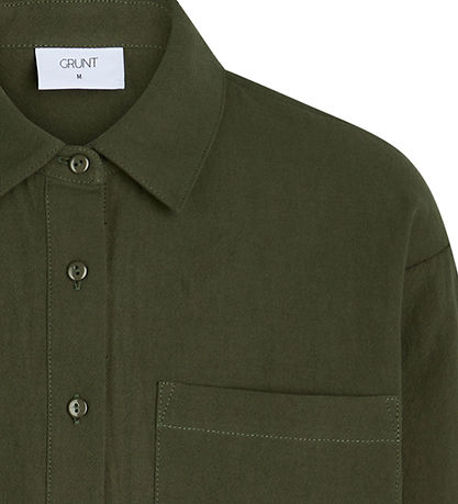 Grunt Skjorte - Cropped - Laros - Armygrøn Grunt Skjorte - Cropped - Laros - Armygrøn