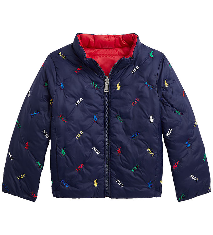 Polo Ralph Lauren Dynejakke - Vendbar - Rød/Navy m. Logoer
