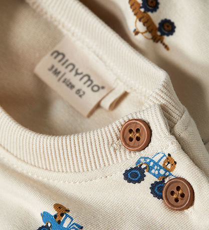 Minymo Sweatshirt - Sandshell m. Biler Minymo Sweatshirt - Sandshell m. Biler