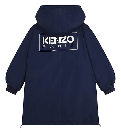 Kenzo Dunfrakke - Navy m. Hvid