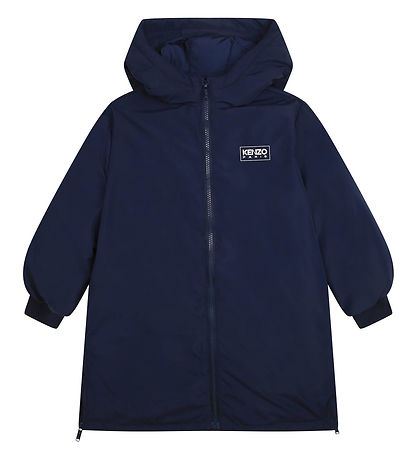 Kenzo Dunfrakke - Navy m. Hvid