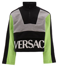 Versace Sweatshirt m. Lynlås - Gråmeleret m. Sort/Neongrøn Versace Sweatshirt m. Lynlås - Gråmeleret m. Sort/Neongrøn