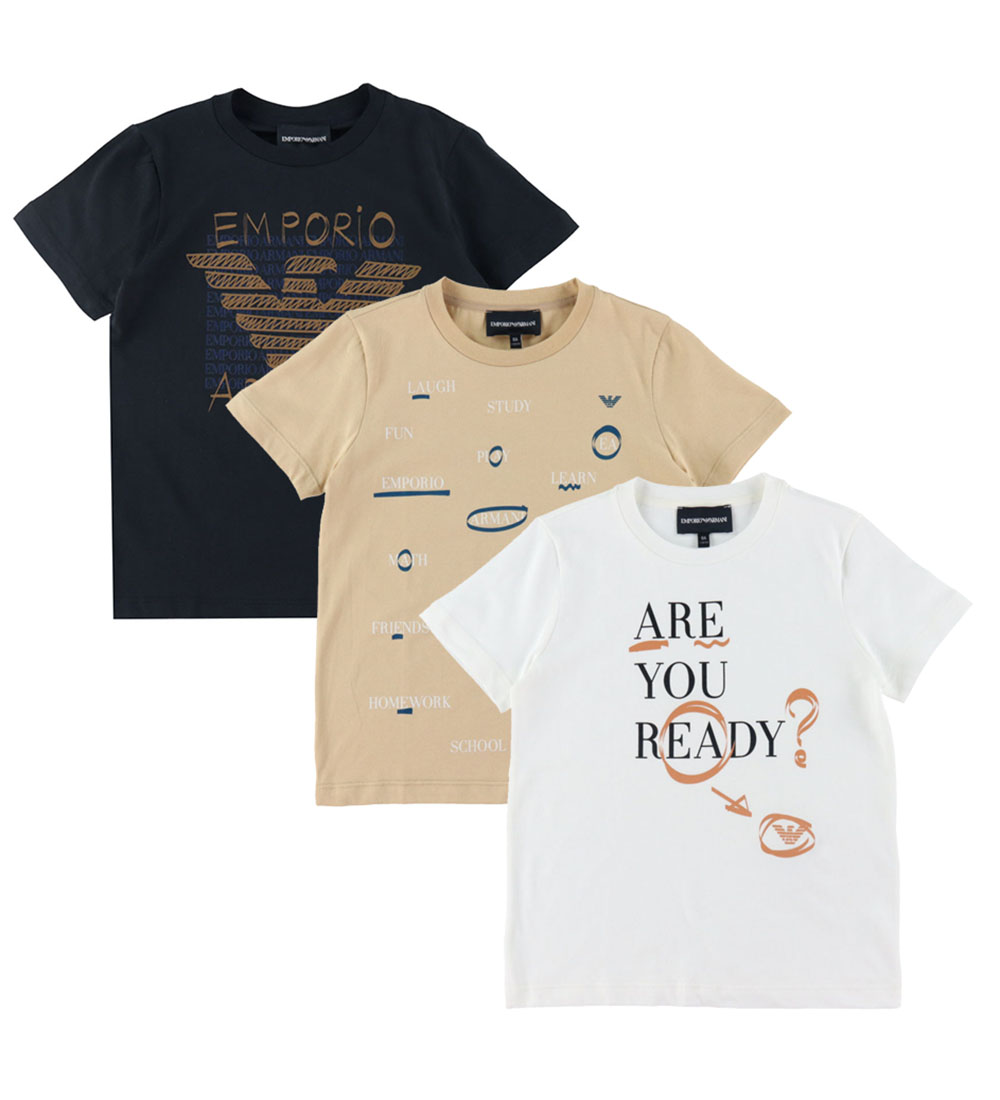 Emporio Armani T-shirts - 3er-Pack - Weiß/Sand/Schwarz - Emporio Armani - 8 Jahre (128) - T-Shirts