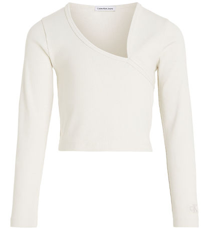Calvin Klein Bluse - Cropped - Rib - Ivory Calvin Klein Bluse - Cropped - Rib - Ivory