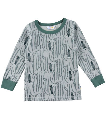 Joha Bluse - Uld/Bomuld - Mørk Grøn m. Zebra Joha Bluse - Uld/Bomuld - Mørk Grøn m. Zebra