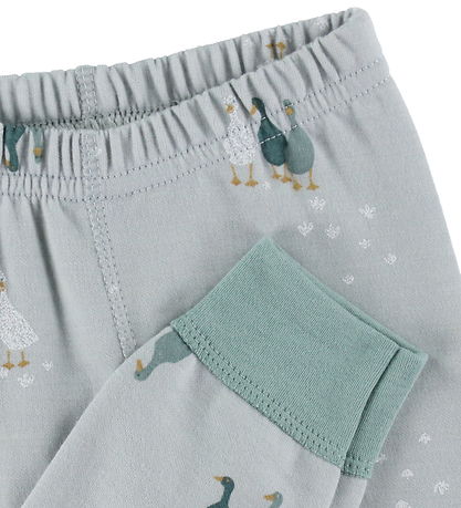 Joha Leggings - Wool/Cotton - Dusty Green w. Geese