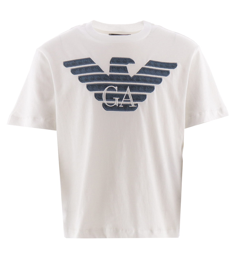 Emporio Armani T-Shirt - Wit m. Navy - Emporio Armani - 8 jaar (128) - T-Shirts