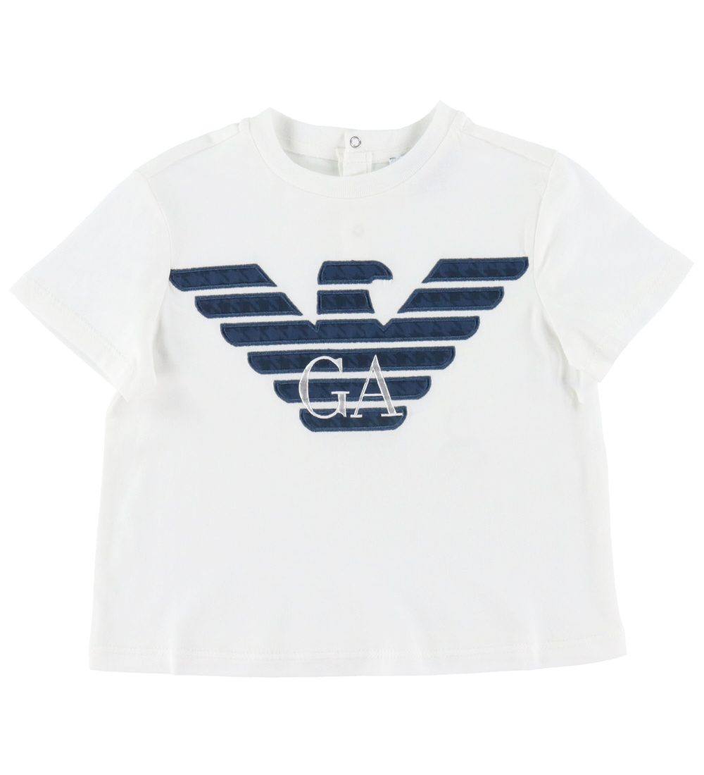 Emporio Armani T-Shirt - Wit/Navy m. Logo - Emporio Armani - 12 mnd - T-Shirts