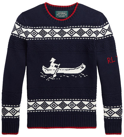 Polo Ralph Lauren Bluse - Strik - Navy m. Hvid Polo Ralph Lauren Bluse - Strik - Navy m. Hvid