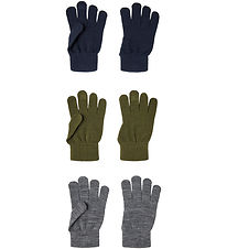 Name It Handsker - Noos - NknMagic - 3-pak - Olive Night/Grey Me Name It Handsker - Noos - NknMagic - 3-pak - Olive Night/Grey Me