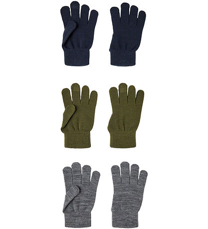 Name It Handsker - Noos - NknMagic - 3-pak - Olive Night/Grey Me Name It Handsker - Noos - NknMagic - 3-pak - Olive Night/Grey Me