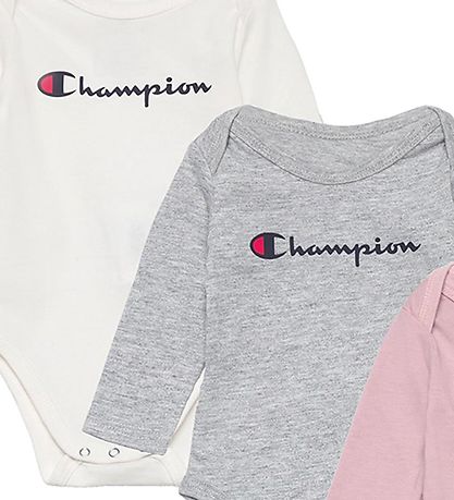 Champion Bodysuit l/s - 3-Pack - Dusty Rose/Grey Melange/White Champion Bodysuit l/s - 3-Pack - Dusty Rose/Grey Melange/White