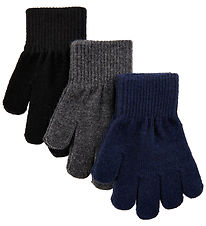 Mikk-Line Handsker - Uld/Polyamid - 3-pak - Blue Nights/Antrazit
