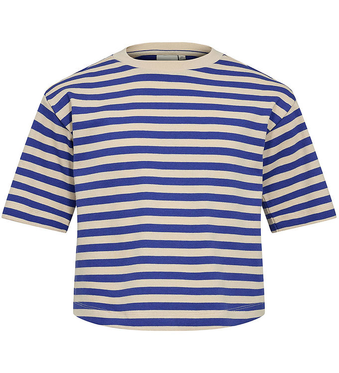 Sofie Schnoor Girls T-shirt - Rib - Blå/Cremestribet