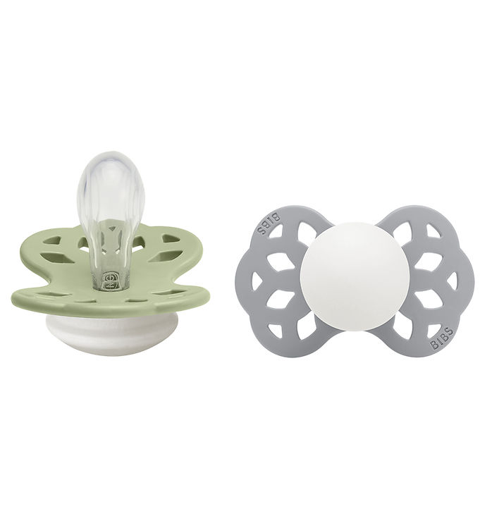 BIBS Symmetrisk Infinity Sut - 2-Pak - Str. 1 - Silikone - GLOW - Sage/Cloud