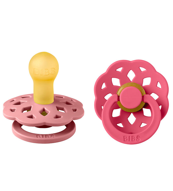 BIBS Boheme Sut 2-Pak Str. 1 Naturgummi - Dusty Pink/Coral