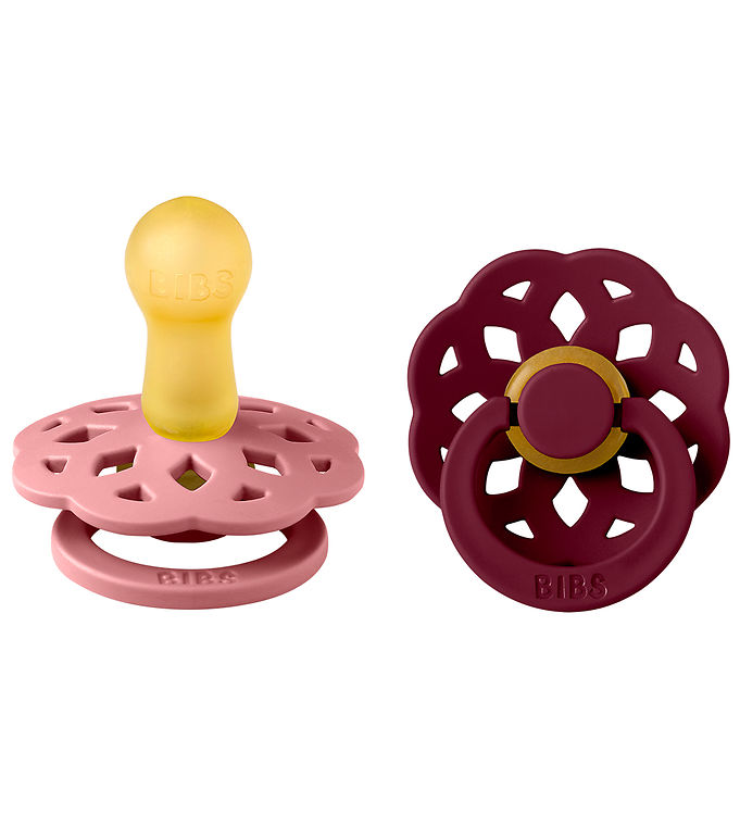 BIBS Boheme Sut 2-Pak Str. 2 Naturgummi - Dusty Pink/Elderberry