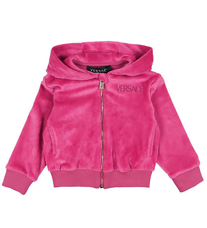 Versace Cardigan - Velour - Fuchsia m. Logo Versace Cardigan - Velour - Fuchsia m. Logo