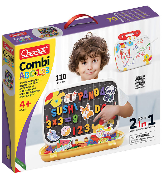 Quercetti Magnetisk Tavle - ABC+123 - 110 Dele - 5285 billede