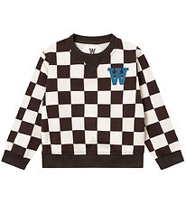 Wood Wood Sweatshirt - Rod Kids Checkered - Off-White/Black Coff Wood Wood Sweatshirt - Rod Kids Checkered - Off-White/Black Coff