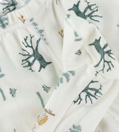 Joha Leggings - Uld/Bambus - Offwhite m. Skov