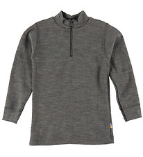 Joha Bluse m. Lynlås - Uld - Grå Joha Bluse m. Lynlås - Uld - Grå