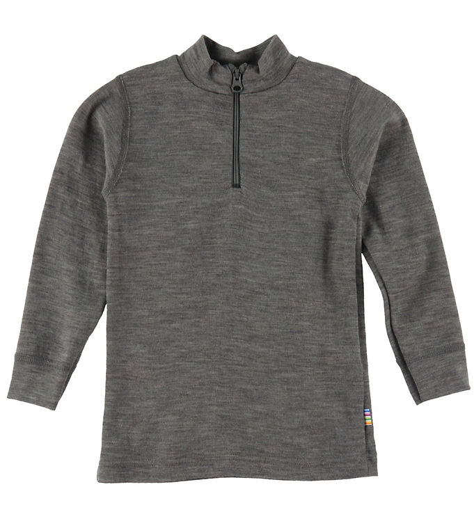 Joha Bluse m. Lynlås - Uld - Grå