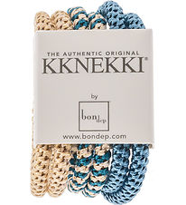 Kknekki Hårelastikker - Slim - 6-pak - Beige/Blå/Guld Kknekki Hårelastikker - Slim - 6-pak - Beige/Blå/Guld