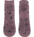 Melton Socks w. Anti-Slip - Maple - Grape Shake