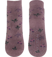 Melton Socks w. Anti-Slip - Maple - Grape Shake