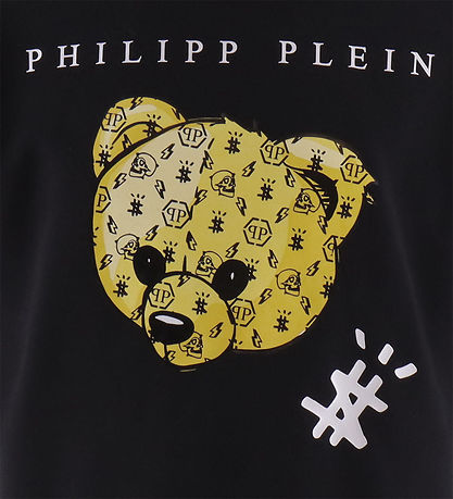 Philipp Plein Hættetrøje - Sort/Gul m. Bamse Philipp Plein Hættetrøje - Sort/Gul m. Bamse
