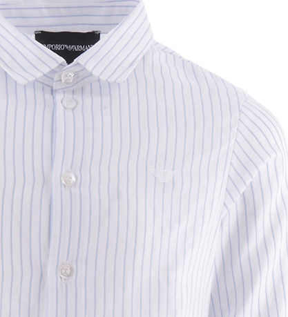 Emporio Armani Skjorte - Hvid/Blåstribet Emporio Armani Skjorte - Hvid/Blåstribet