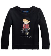 Polo Ralph Lauren Sweatshirt - Holiday - Sort m. Bamse Polo Ralph Lauren Sweatshirt - Holiday - Sort m. Bamse