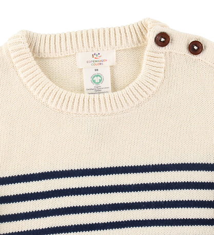 Copenhagen Colors Bluse - Strik - Cream Navy Combi Copenhagen Colors Bluse - Strik - Cream Navy Combi