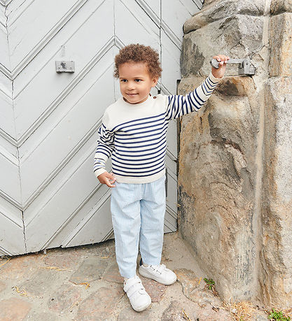 Copenhagen Colors Bluse - Strik - Cream Navy Combi Copenhagen Colors Bluse - Strik - Cream Navy Combi