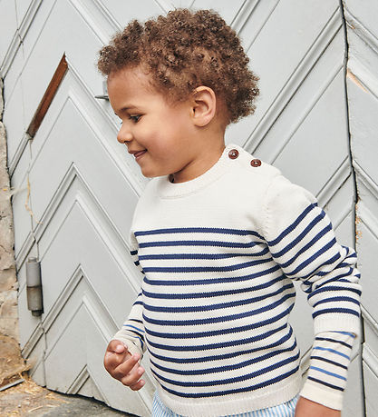 Copenhagen Colors Bluse - Strik - Cream Navy Combi Copenhagen Colors Bluse - Strik - Cream Navy Combi