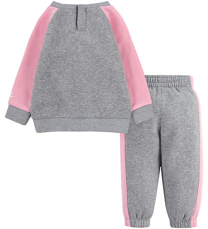 Nike Sweatsæt - Gråmeleret/Rosa m. Hvid